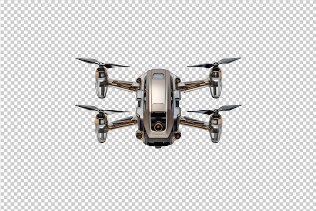 Psd hitech drone volando aislado sobre fondo transparente