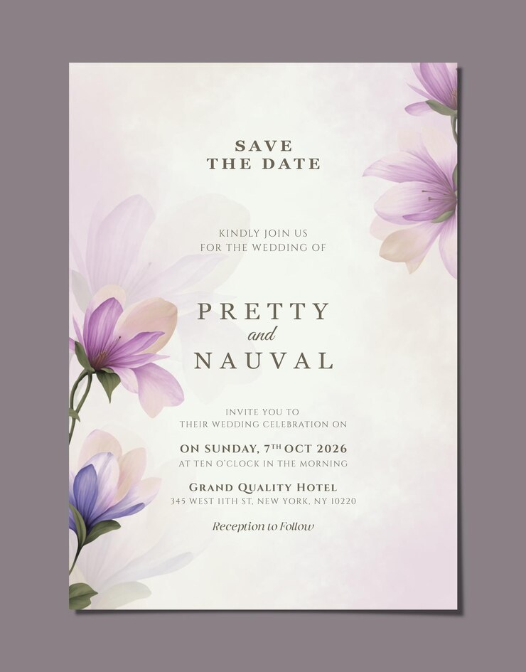 PSD Hochzeitskarte mit Blumen
