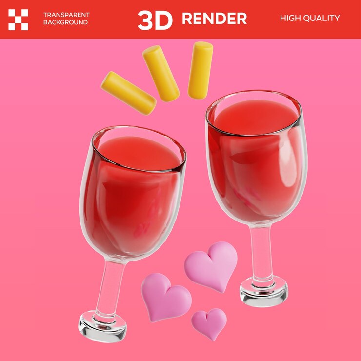 PSD psd hochzeitstoast 3d-illustration