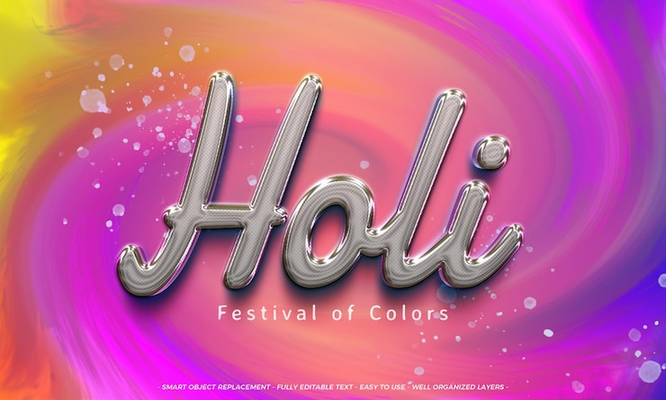 PSD psd holi custom text with editable 3d style effect 02