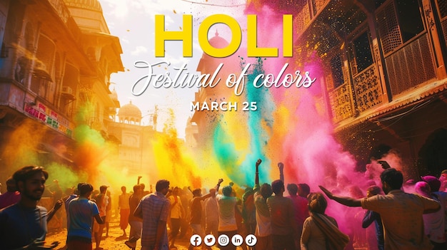 PSD psd holi festival feiern soziale medien banner design vorlage