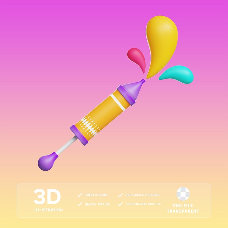 PSD Holi Pichkari Ilustración en 3D