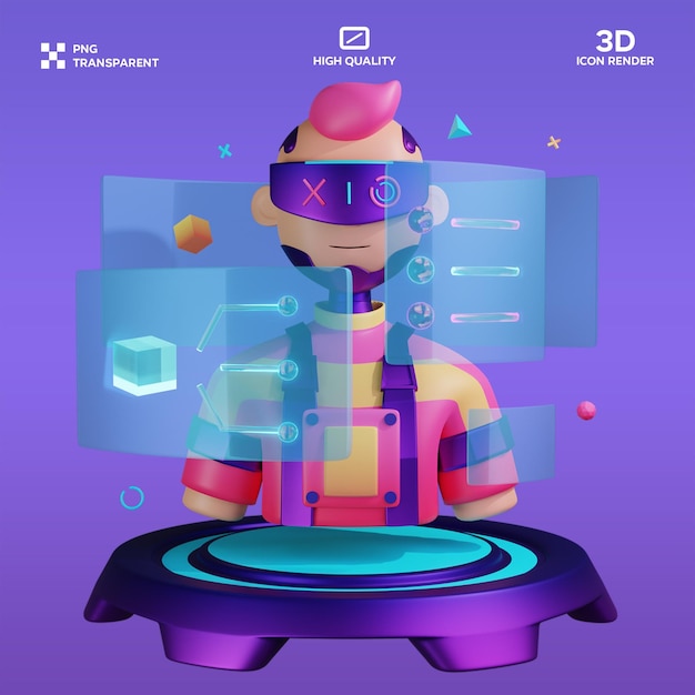 PSD-Hologramm-Mann 3D-Illustration