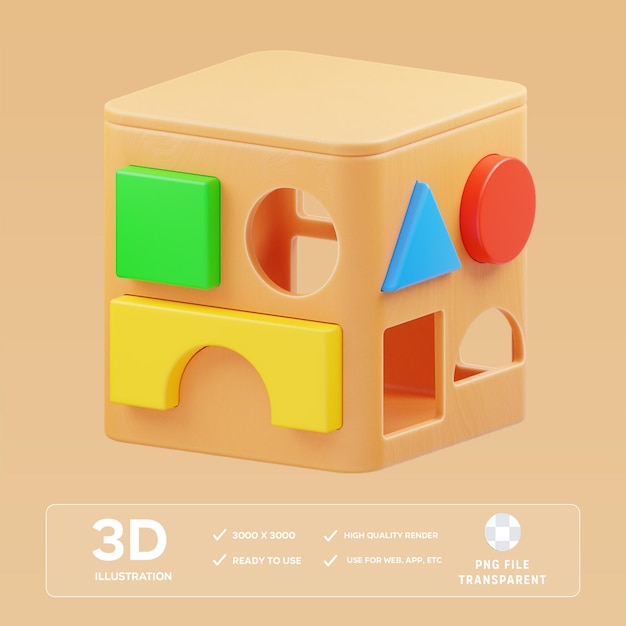 PSD-Holz-Lehrzeug 3D-Illustration