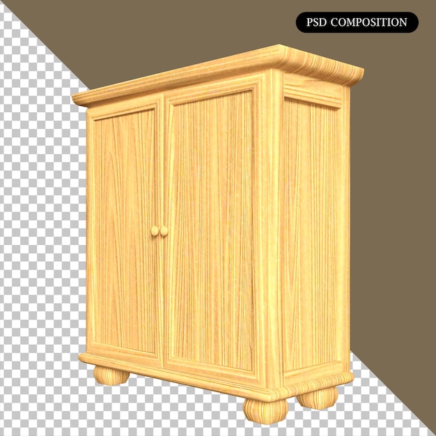 PSD psd holzkabinett cupboard isoliertes 3d-render