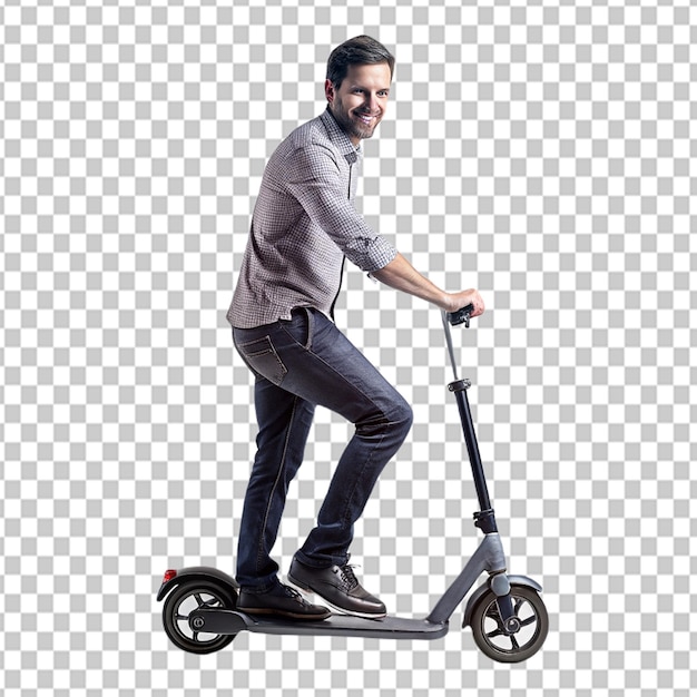 PSD psd de un hombre montando un scooter en un fondo transparente