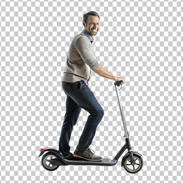 PSD psd de un hombre montando un scooter en un fondo transparente