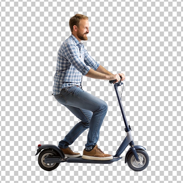 PSD psd d'un homme sur un fond transparent sur un scooter