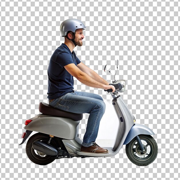 Psd D'un Homme Sur Un Fond Transparent Sur Un Scooter