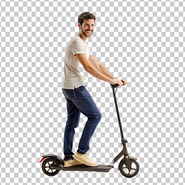 Psd D'un Homme Sur Un Fond Transparent Sur Un Scooter