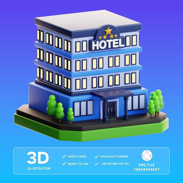 PSD-Hotel 3D-Illustration