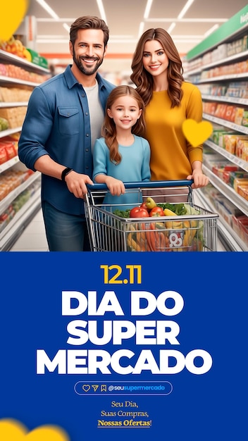 PSD psd hoy es el día de la familia en el supermercado.