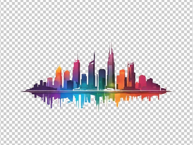 Psd de un icono colorido del paisaje urbano en un fondo transparente