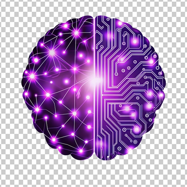 PSD psd de un icono de conexión tecnológica del cerebro en un fondo transparente