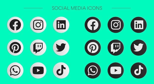PSD iconos de redes sociales Instagram Facebook Twitter Tiktok pictogramas