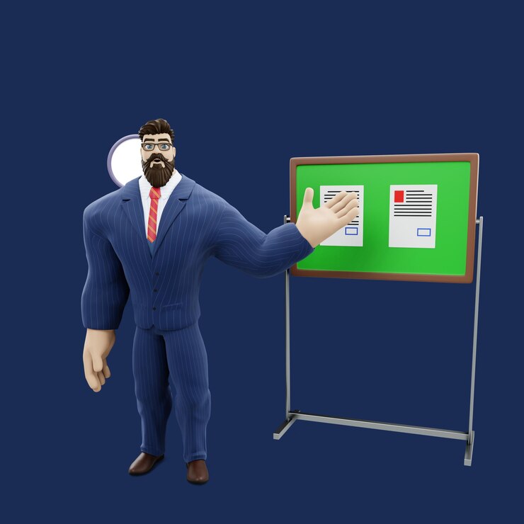 PSD psd illustartion 3d man presentación