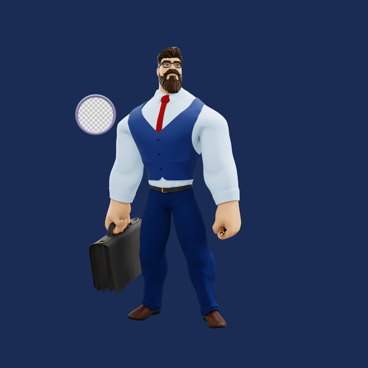 PSD psd illustartion hombre con maletín