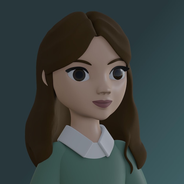 PSD illustration 3d isolé avatar de jolie fille