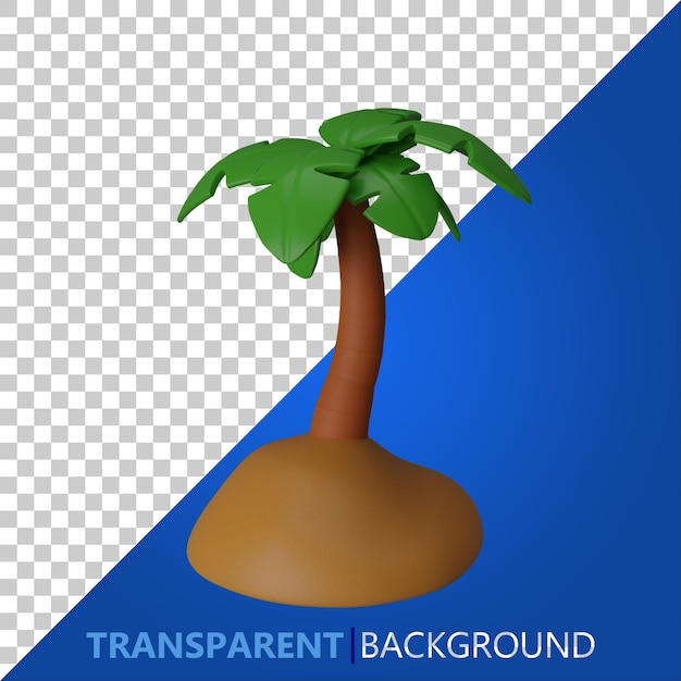 PSD psd illustration de rendu 3d palmier sur le sable de la plage