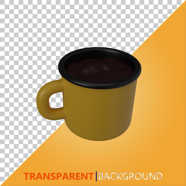 Psd Illustration De Rendu 3d Tasse De Café Jaune Et Noire