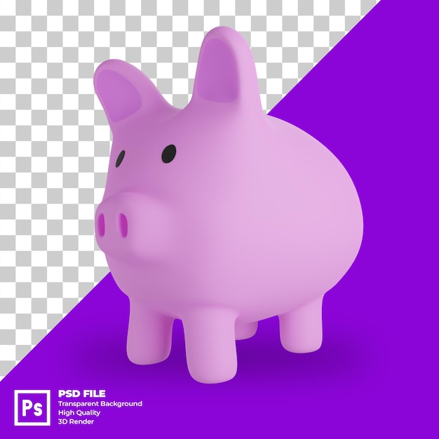 PSD psd ilustração 3d cofrinho com uma moeda