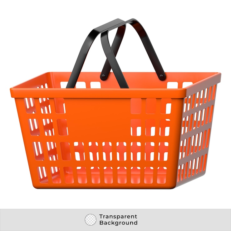 PSD psd ilustração 3d de cesta de compras laranja