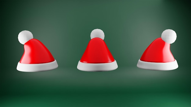 Psd ilustração 3d de chapéu de papai noel