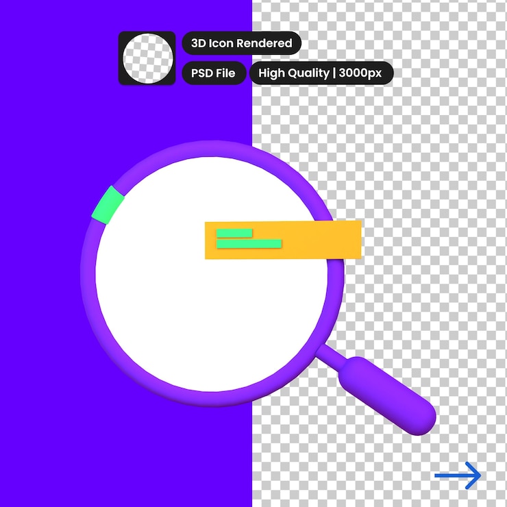 PSD psd ilustração 3d de pesquisa