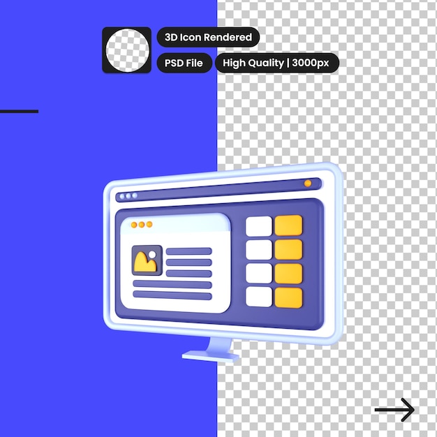 PSD psd ilustração 3d do blog