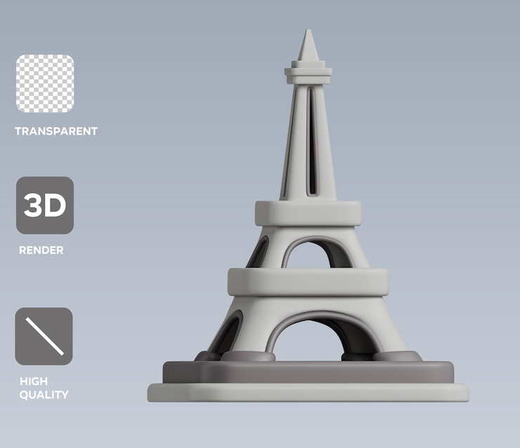PSD psd ilustrasi 3d menara eiffel