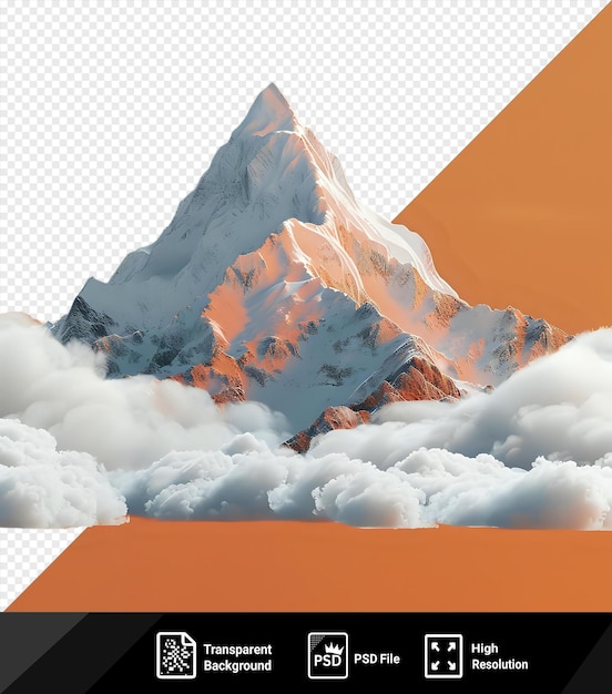 Psd imagem montanha com nuvens no céu