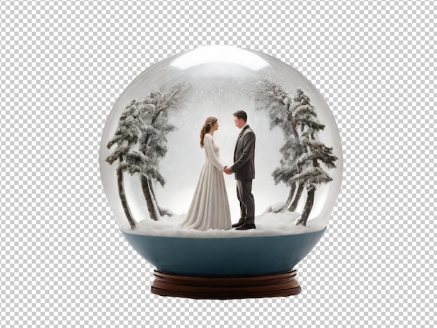 PSD psd de una imagen de una pareja casada en una esfera sobre un fondo transparente