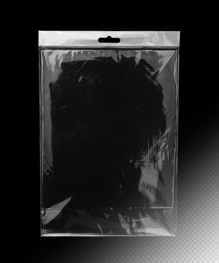 PSD psd imballaggio realistico in pellicola di plastica trasparente isolato sullo sfondo