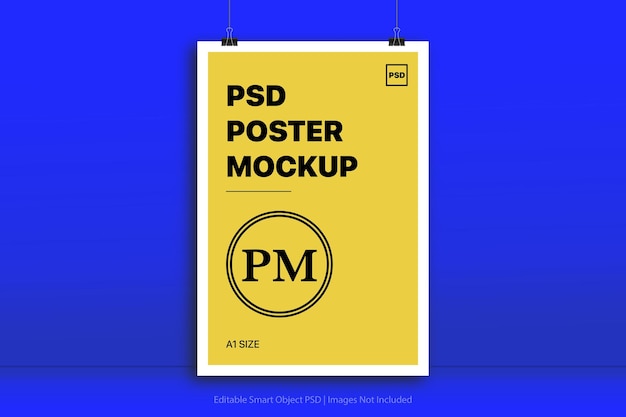 PSD inclinado cartel fondo azul
