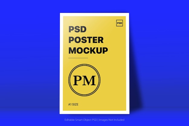 PSD inclinado cartel fondo azul