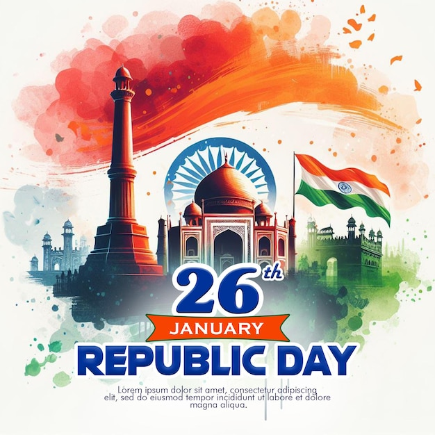 PSD psd indian republic day design mit 26 januar india republic day social media post vorlage