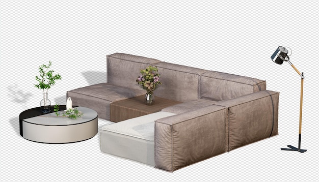 PSD-Innenmöbel in 3D-Rendering