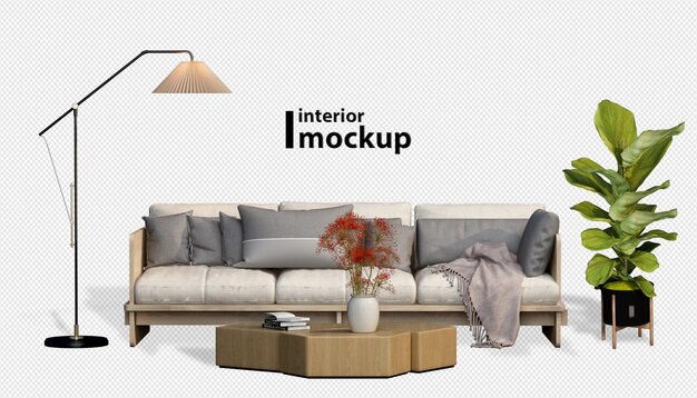 PSD-Innenmöbel in 3D-Rendering