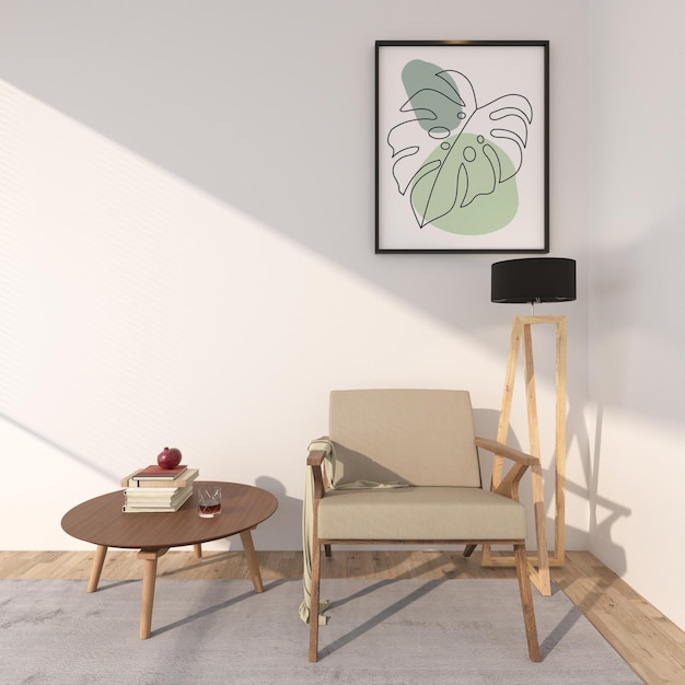 PSD Innenraum Wohnzimmerrahmen und Sofa-Mockup-Design