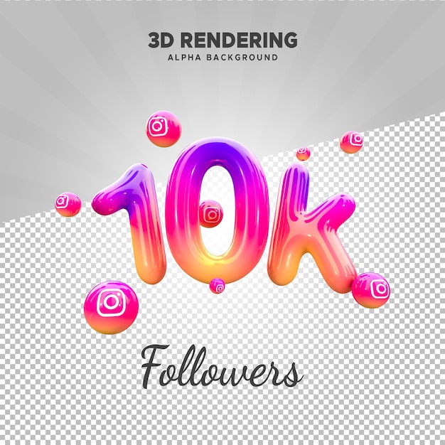 PSD psd instagram 10k seguidores renderización 3d con fondo alfa