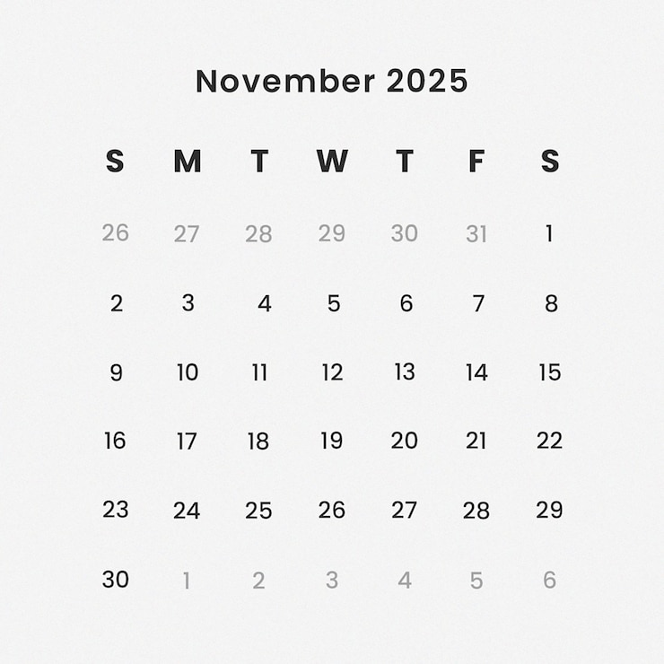 PSD psd instagram post square 2025 calendario della scrivania modello di novembre e calendario annuale del pianificatore murale