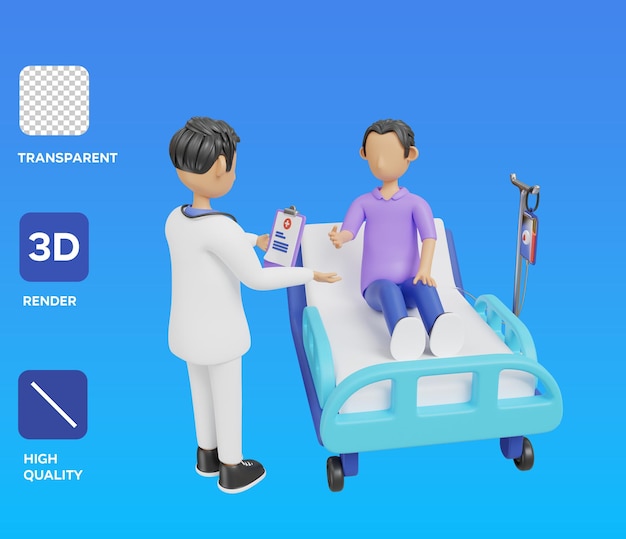 PSD Interactions entre le médecin et le patient Illustration 3D
