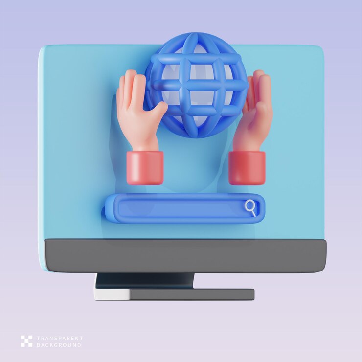 PSD psd internet search 3d illustration