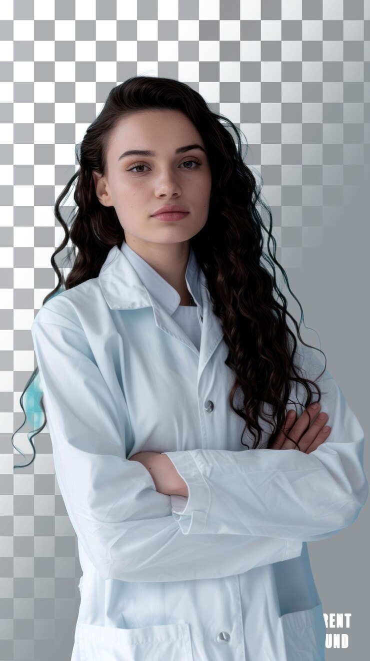 PSD psd isolado em branco fundo transparente radiante visionário inspirador cientista mulher abraçar