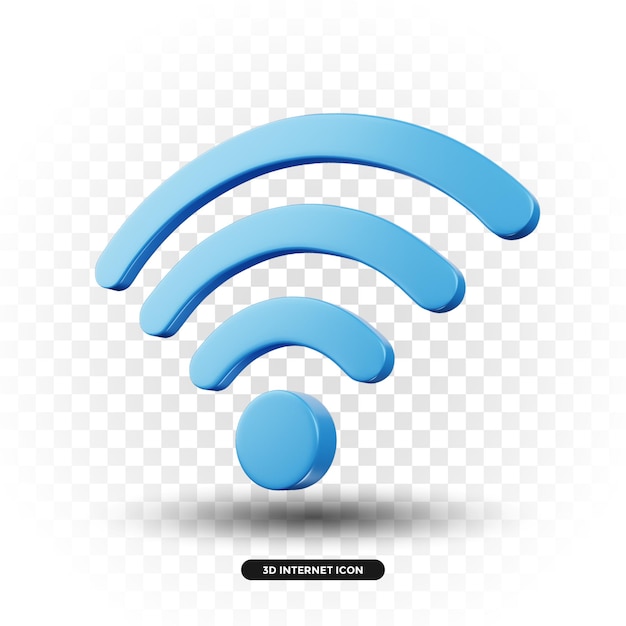 PSD-Isolat des blauen WLAN-Symbols für Internet-Technologiekonzept durch 3D-Rendering