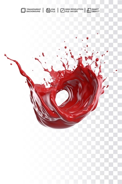 psd isolato realistico circolare 3d schizzi rossi e gocce di liquido su sfondo trasparente