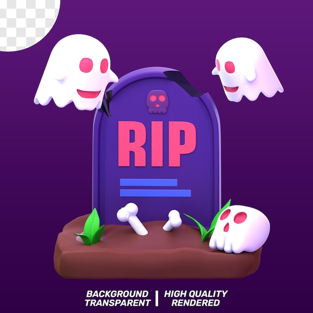 PSD psd isolé 3d illustration d'halloween rip cimetière