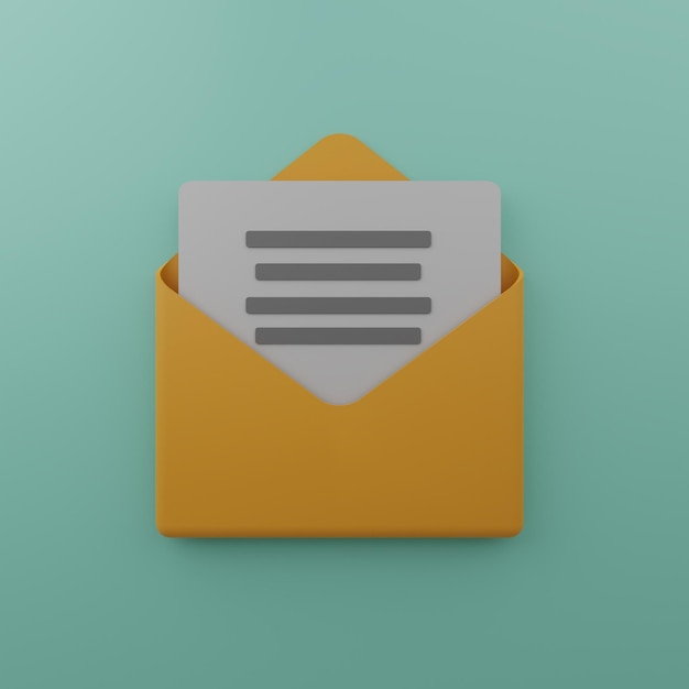 PSD isoliertes 3D-E-Mail-Symbol in 3D-Rendering