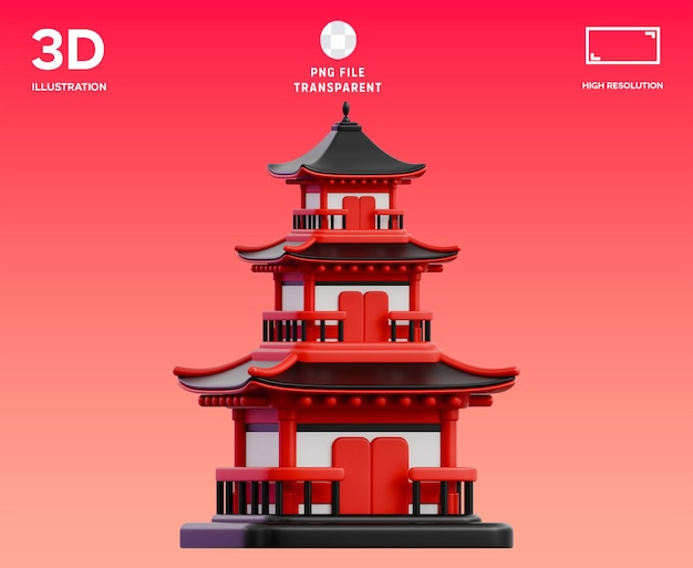 PSD japanische Pagode 3D-Illustration