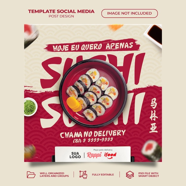 PSD psd japanisches essen social media post template banner instagram brasilianisches portugiesisch